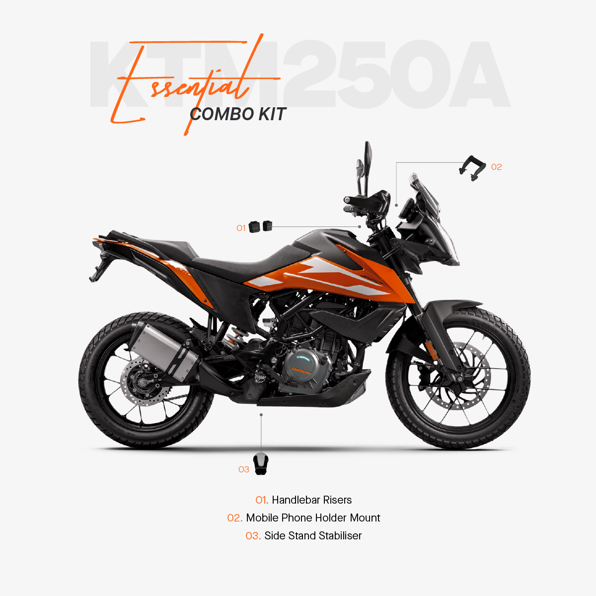 The Essential Combo Kit of 3 Accessories for KTM 250 Adventure