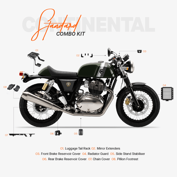 The Standard Combo Kit of 8 Accessories for Royal Enfield Continental GT 650