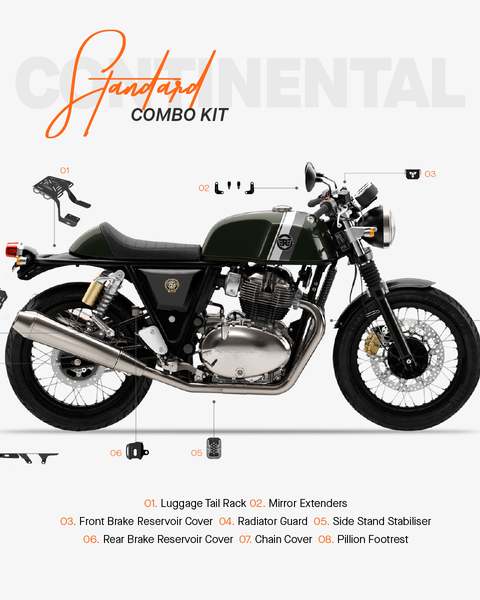 The Standard Combo Kit of 8 Accessories for Royal Enfield Continental GT 650