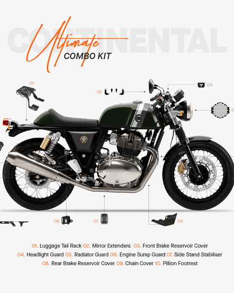 The Ultimate Combo Kit of 10 Accessories for Royal Enfield Continental GT 650