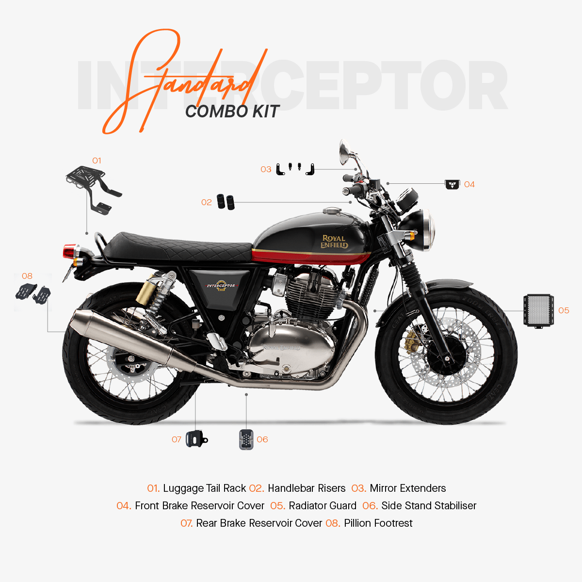 Interceptor Tour Box Modification The Standard Combo Kit of 8 Accessories for RE Interceptor 650 – ADV ...