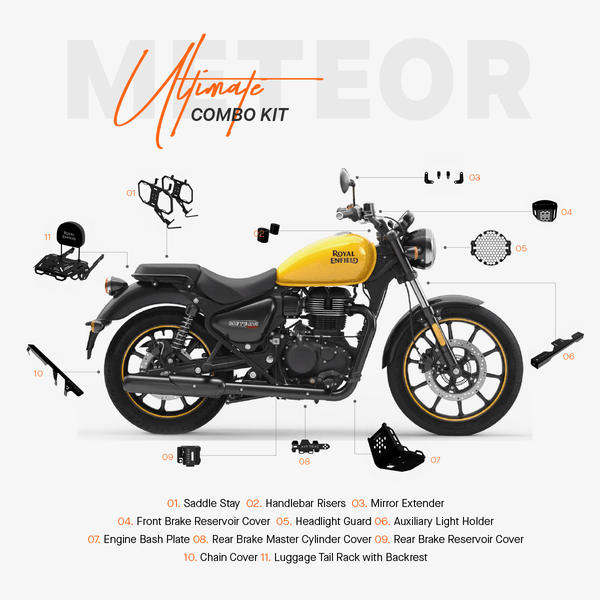 The Ultimate Combo Kit of 11 Accessories for Royal Enfield Meteor 350