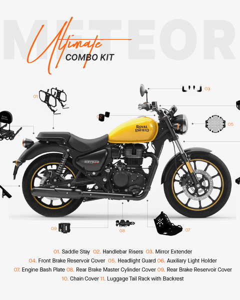 The Ultimate Combo Kit of 11 Accessories for Royal Enfield Meteor 350